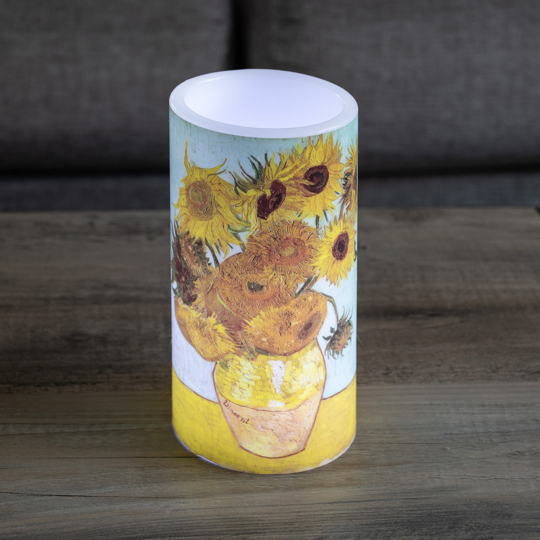 Azarah Vanilla Scented Flameless - Van Gogh Sunflowers LED Candle August Grove®