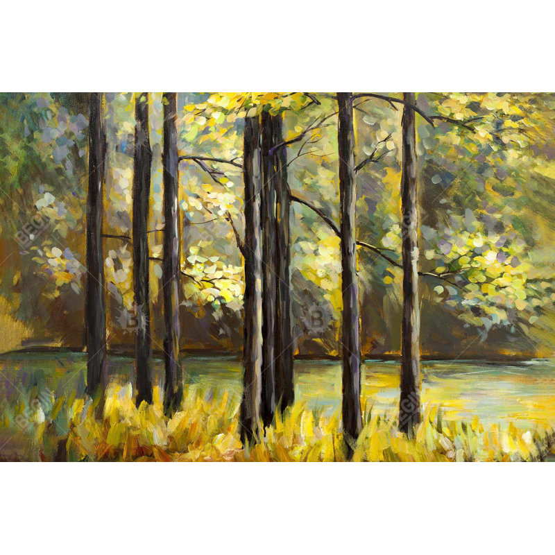 Trees in the middle of the lake Bath Mat with Non-Slip Backing - Quick Dry Memory Foam Bathroom Rug - Absorbent - Modern Plush Spa-Style - Machine Washable