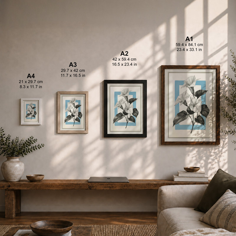 Blooms in Blue Botanical - Framed Print, Unframed, A1 - 84.1 x 59.4 cm