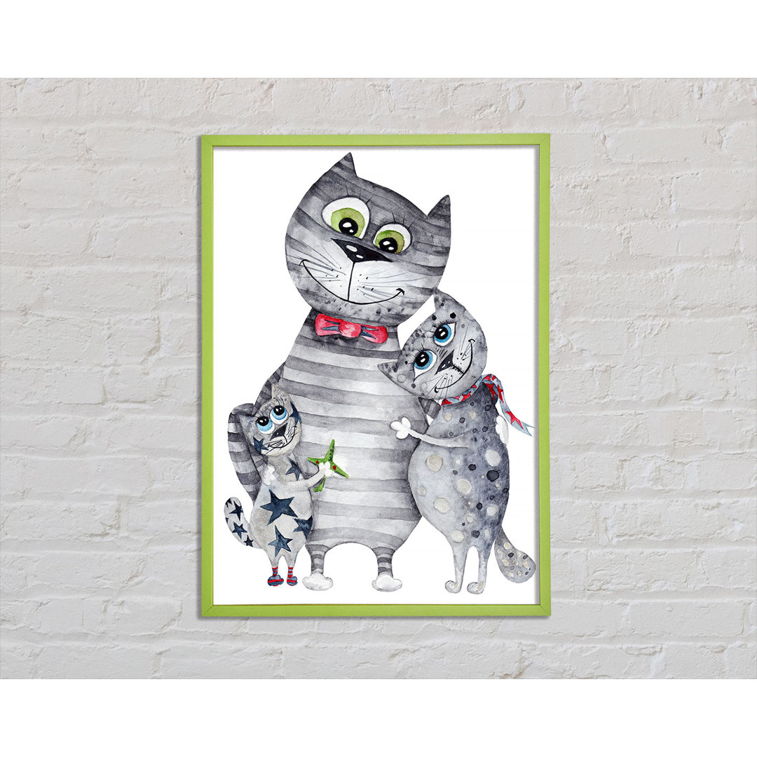 Gerahmter Kunstdruck Cat Family Love