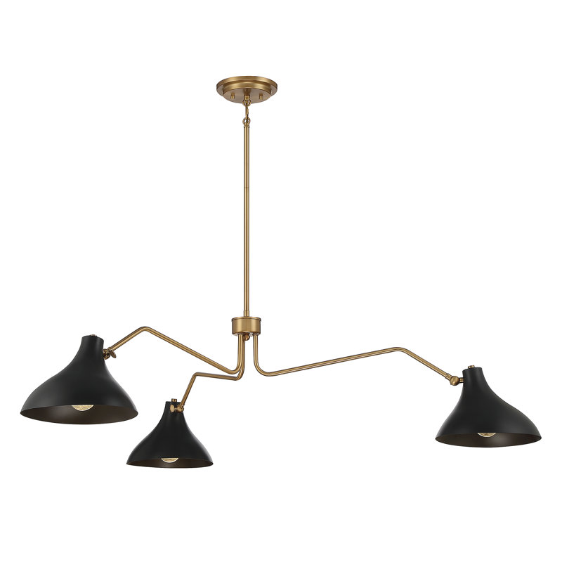 Elyse 3-Light Chandelier, Laiton naturel, Noir