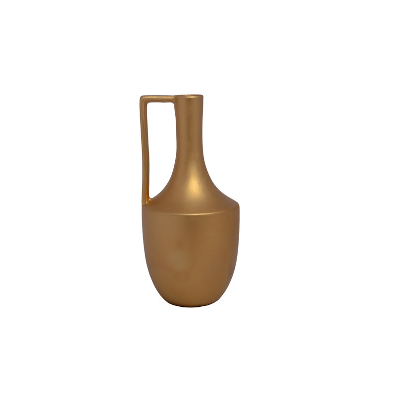 Ceramic Round Bottle Vase Matte Finish Gold, Gold, 14" H x 6.5" W x 6.5" D