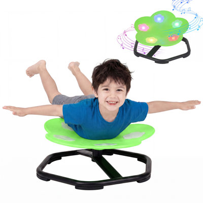 Fauteuil sensoriel Flower pour enfants avec autisme et TDAH, siège pivotant à 360 ° avec lumières et musique, base antidérapante pour enfants de 3 ans et plus, vert