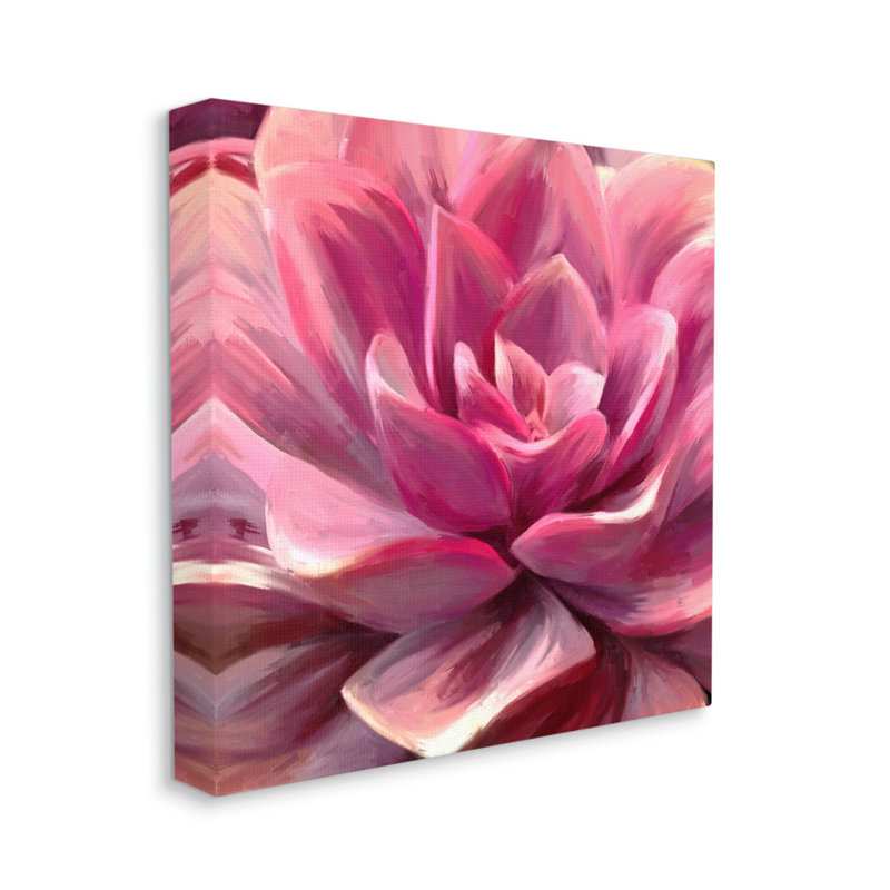 «Pink Succulent Leaves On Canvas» par Amy Hall, peinture, Estampe numérique encadrée blanc bord de mer