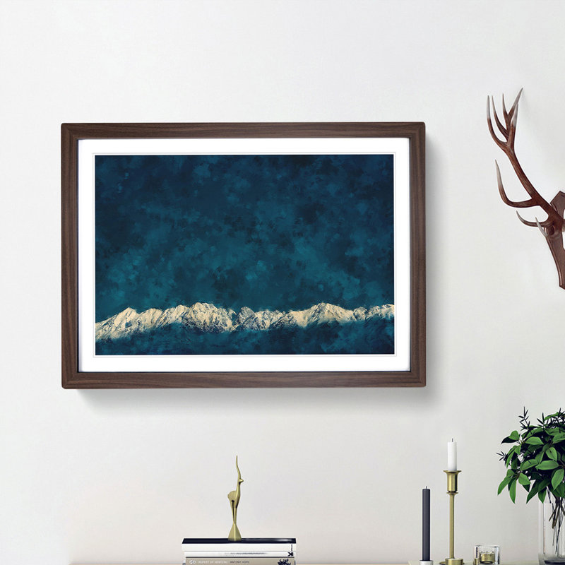 Light on the Mountain Top - Picture Frame Photograph Print, 24cm H x 33cm W x 2cm D, Walnut Framed