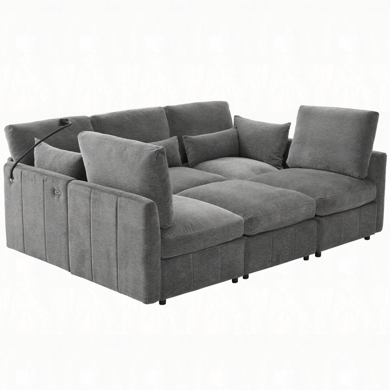 Chenille Upholstered Modular Sectional Sofa, Gray