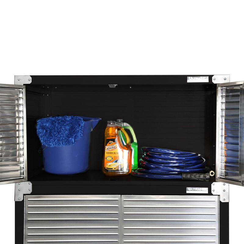 Seville Classics UltraHD Double Door Stacking Top Cabinet, 36" W x 18" D x 18.5" H, Graphite
