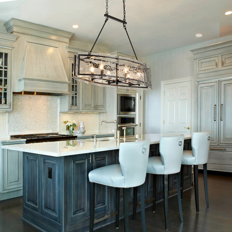 Jairdan 6-Light Dimmable Kitchen Island Chandelier, Matte Black