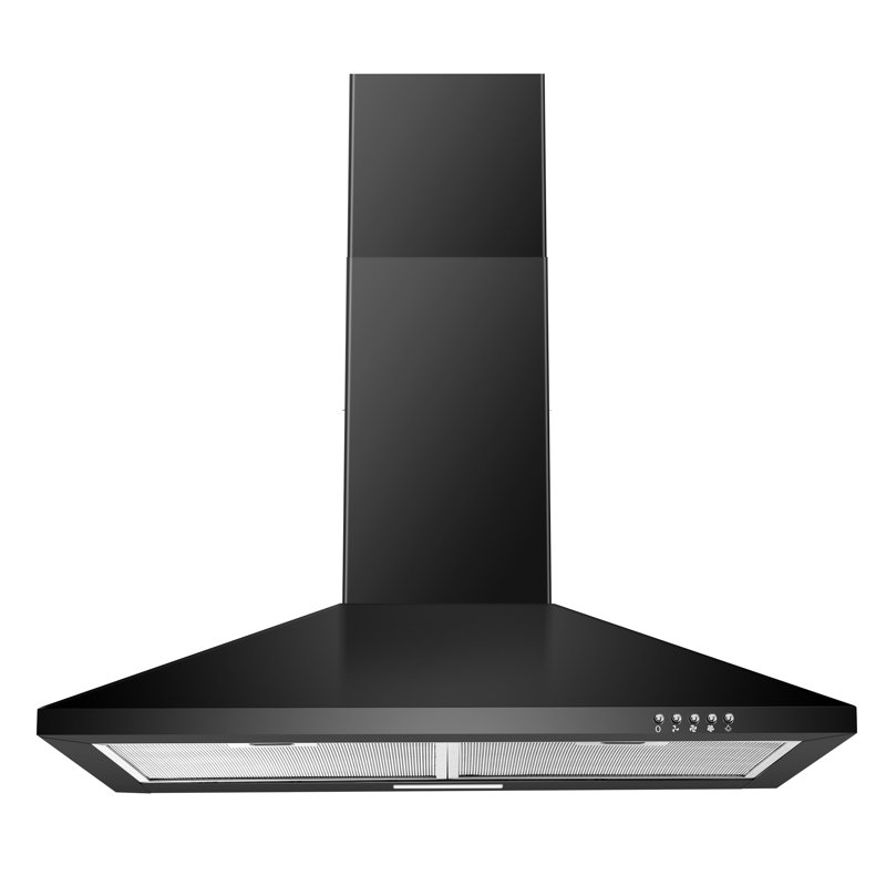 Hotte murale convertible Tieasy 450 pieds cubes par minute avec filtre en maille et lumière inclus, Noir, 30"