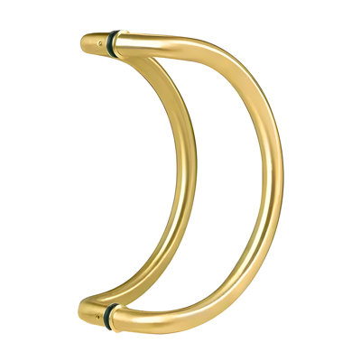 Commercial Offset Circular Door Pull Back to Back Mount 10" Center To Center Polished Stainless Steel Finish