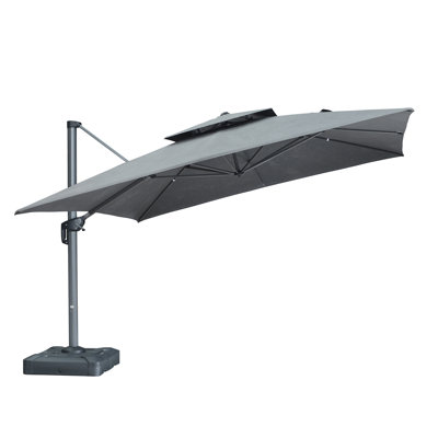 Large Patio Umbrella Hanging Double Top Square Offset Umbrella with 360°Rotation Tilting Umbrella Outdoor Patio