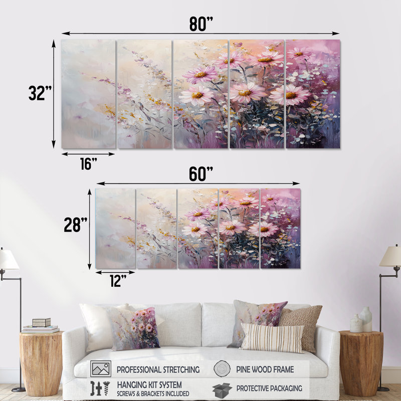 Brewster - Sunflowers Wall Art - Art mural sur toile, 5, H 32 po x l 80 po