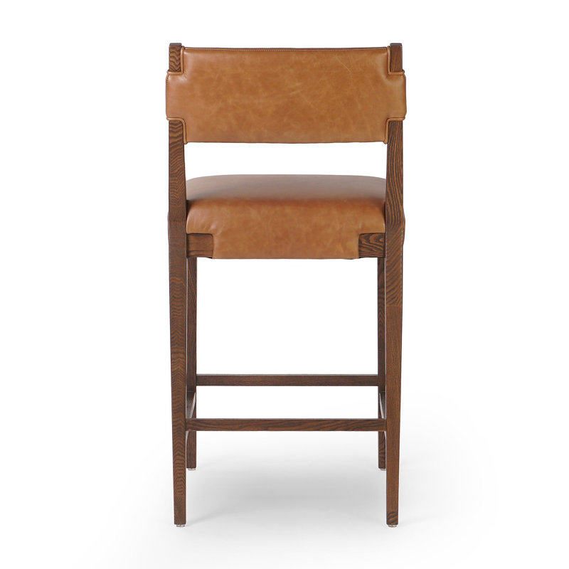Tamari Stool-Sonoma Chestnut-Bar, Counter Stool (27.75" Seat Height), Brown Genuine Leather, Brown