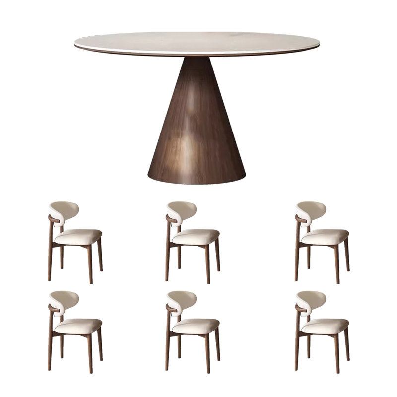 Round retro style dining table and chair, 29.50"H x 51.10"L x 51.10"W