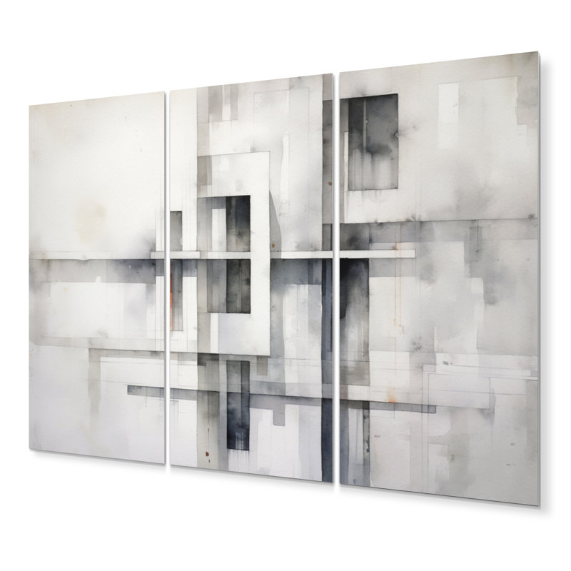 Gris abstrait zen III 3 pièces