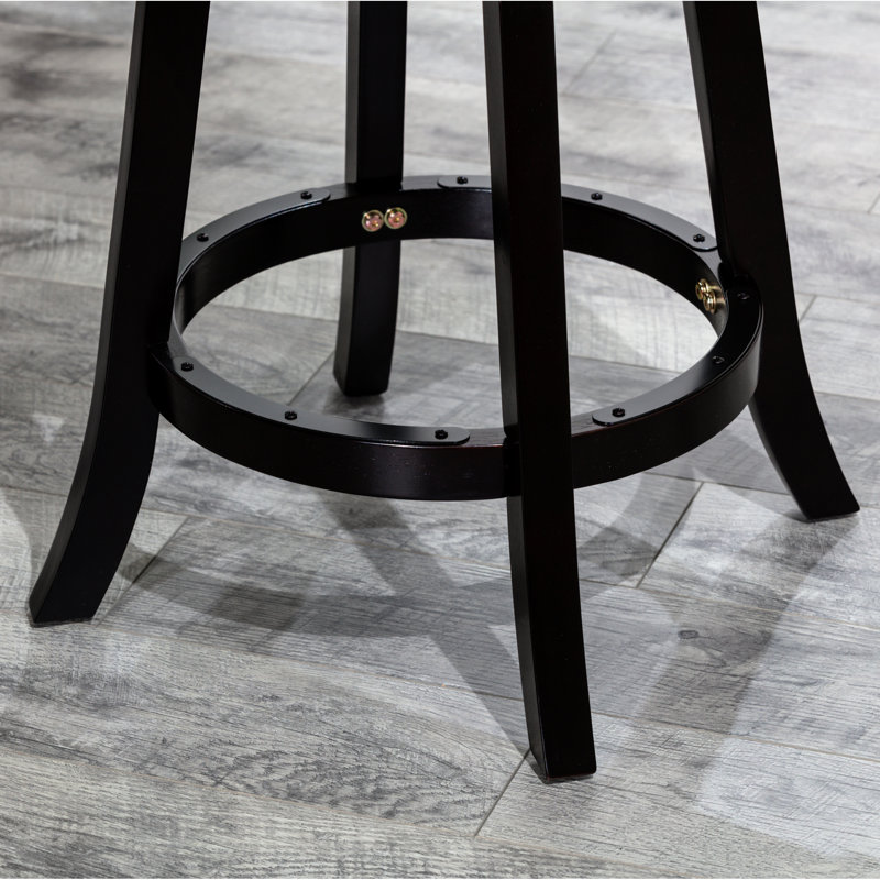 Tabouret pivotant de 24 po à hauteur de comptoir en tissu beige - stable et élégant avec dossier, Noir, Noir