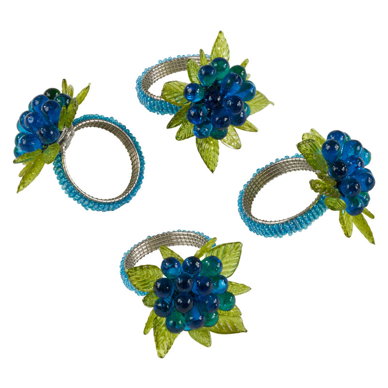 Rond de serviette perlé, Aigue-marine
