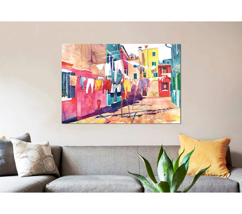 «Laundry In Venice» par Maja Wronska, impression sur toile, H 26 po x l 40 po x P 1,5 po