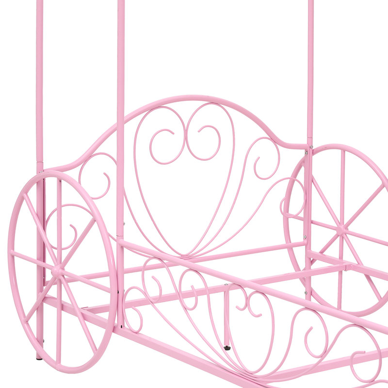 Lit simple en métal Larrison, Rose