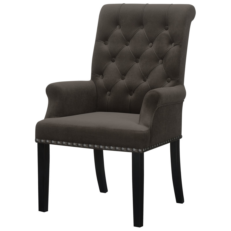 Millville 19.5'' H Tufted Upholstered Armchair, Brown, Rustic Espresso