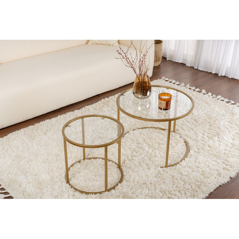 Ensemble de tables basses, Doré, Transparent