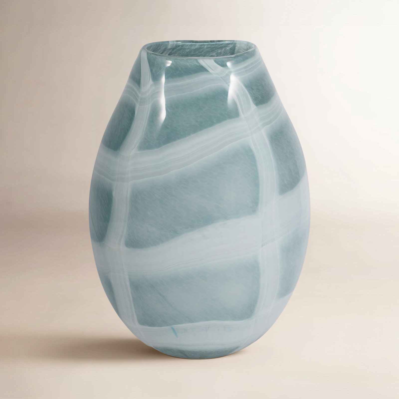 12" Slim Swirled Vase, Blue/White, 13" H x 9" W x 6" D