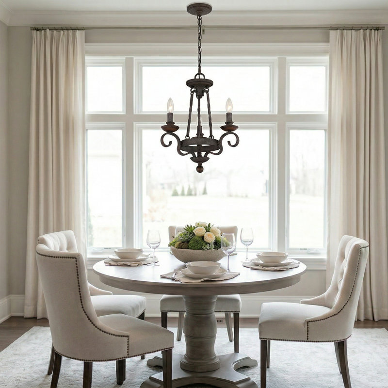 Noble 3-Light Rustic Black Chandelier