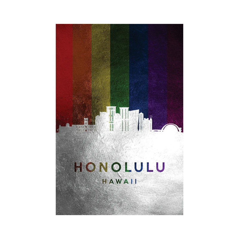 Honolulu Hawaii Spectrum Skyline by Adrian Baldovino - Wrapped Canvas Print, 20.32 cm H x 30.48 cm W
