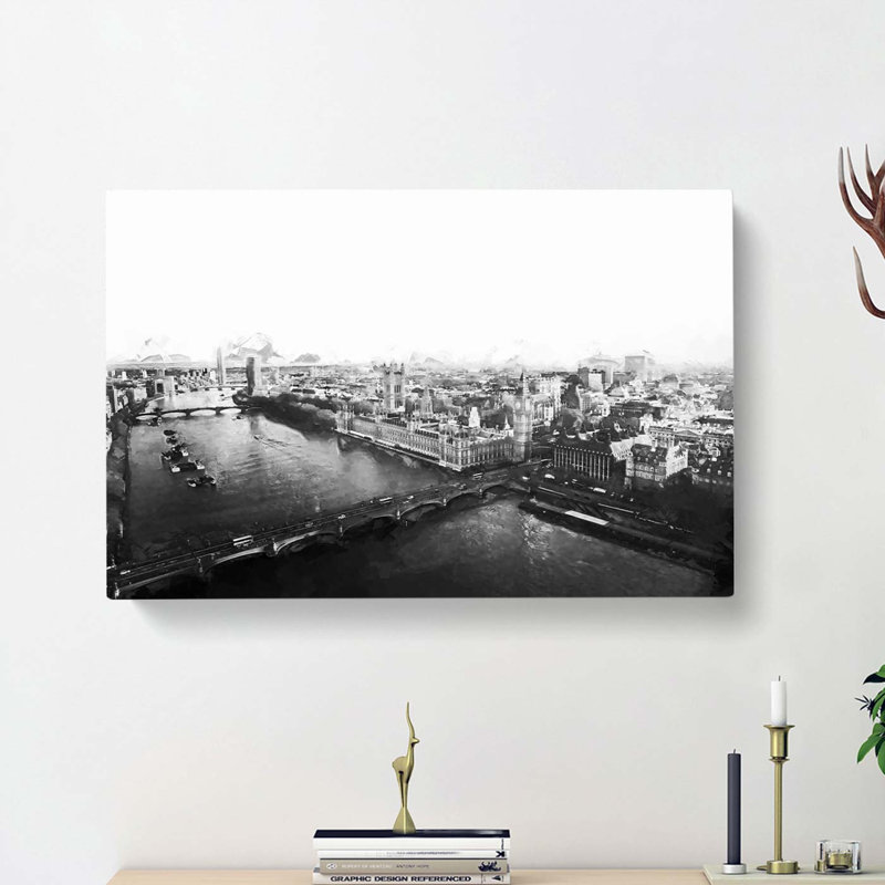 London City Skyline In Abstract - Wrapped Canvas, 50cm H x 76cm W x 3cm D