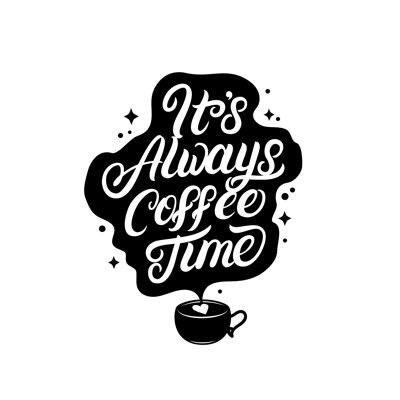 Lettering With Coffee Cup by VeniThePooh - Wrapped Canvas Print