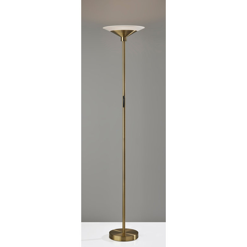 Lampe torchère sur pied 71 po Asberry, Laiton antique