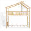 Kids Bedroom Playhouse Twin-Over-Twin Bunk Bed With Storage And Guard Rail, Classic White Solid Wood