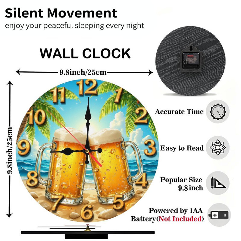 horloge de tasses de bière de plage