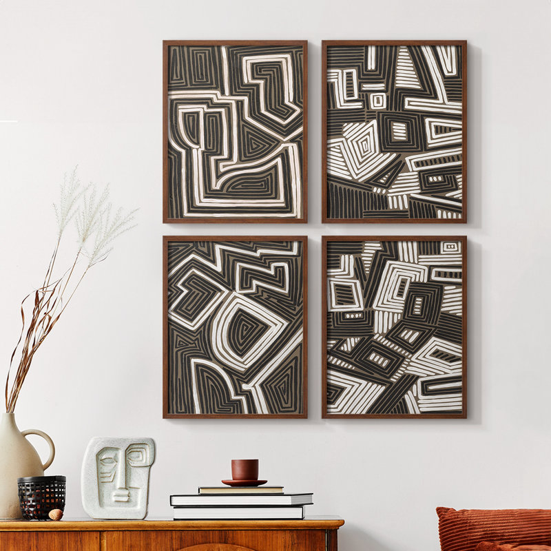 «Abstract Maze I», reproduction encadrée, Naturel, H 20 po x l 16 po