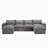 6 - Piece Upholstered Gray Chenille Modular Sectional Sofa with Removable Ottoman– Fully Compressed, No Assembly Required-293260423