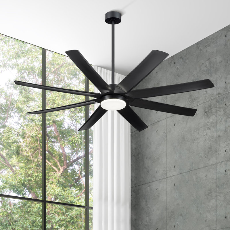 70 Inch 22w Black and Gold Ceiling Fan With Led Lights, 8-blades With Alexa Voice Control Remote Control And App, Matte Black
