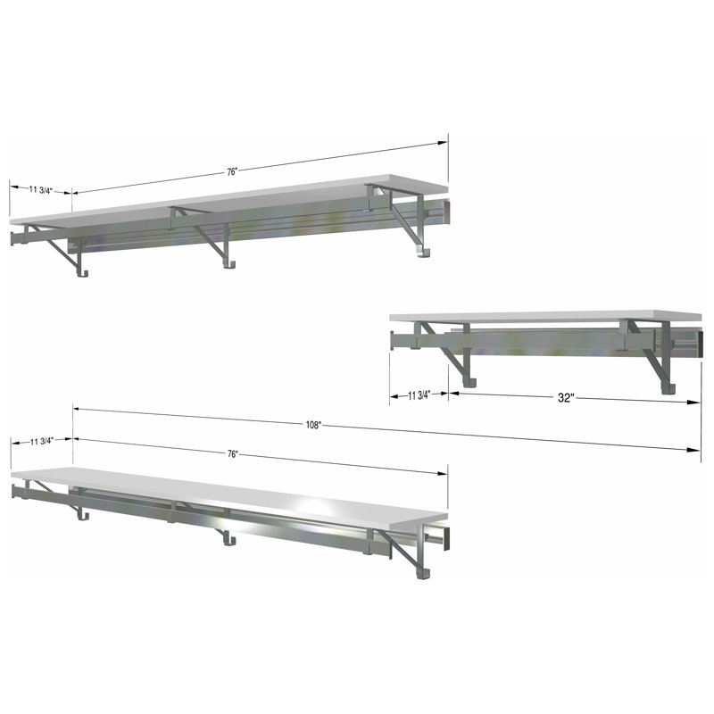 Système de garde-robe 3 pièces: suspension double et suspension longue de 32 po, Blanc, H 8,75 po x l 108 po x P 12,25 po