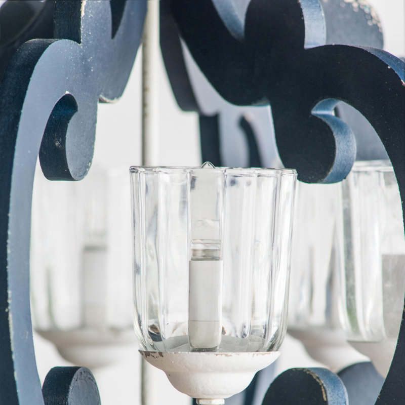 Hayre 6 - Light Geometric Chandelier, Cream/Navy