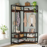 50'' Wide Iron Hall Tree with Bench and Shoe Storage