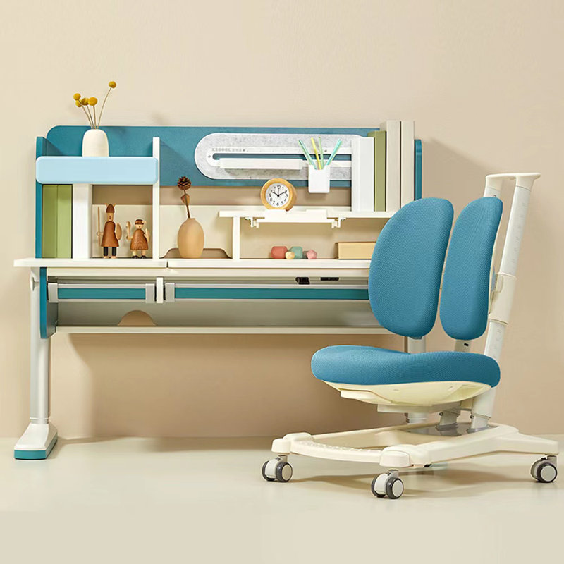 44'' Writing Desk Chair Set, Peafowl Blue