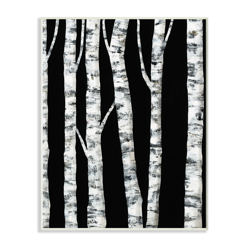 «Black Forest Modern Birch Trees» par Ruth Fromstein - impression, Plaque murale, H 19 po x l 13 po