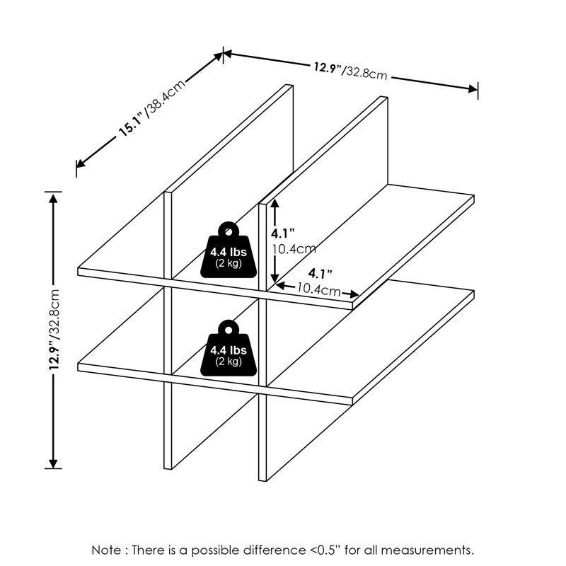 Cube-sac Furinno, compartiment de rangement à 9 compartiments, s'adapte aux cubes épais de Furinno, Ikea Kallax, pour les organisateurs et le rangement, chêne foncé