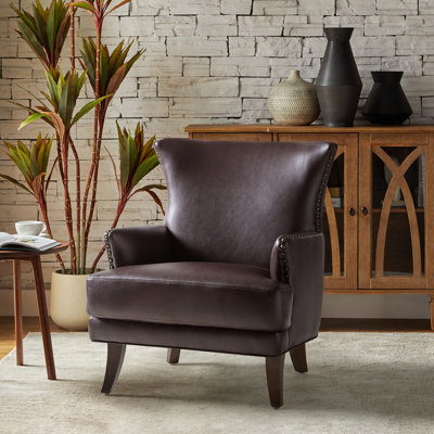 Aviles  29.2" W Vegan Leather Wingback Armchair