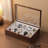 Black Walnut Wooden Watch Box, 10 Slots Display Organizer Holder with Glass Lid, Gift for Men Women.
