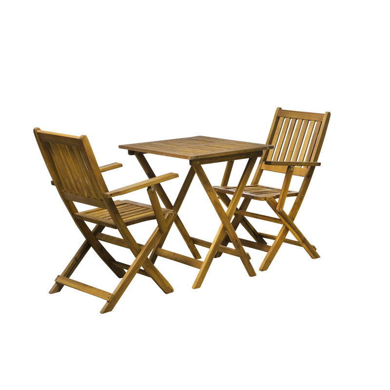 Aldous 2 - Person Acacia Wood Patio Dining Set with Square Table