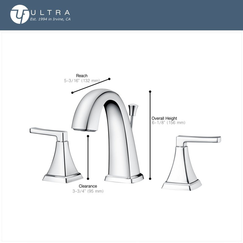 Lotto Collection Two-Handle 6 to 10" Widespread Lavatory Bathroom Faucet with Drain Assembly - Chrome Polished