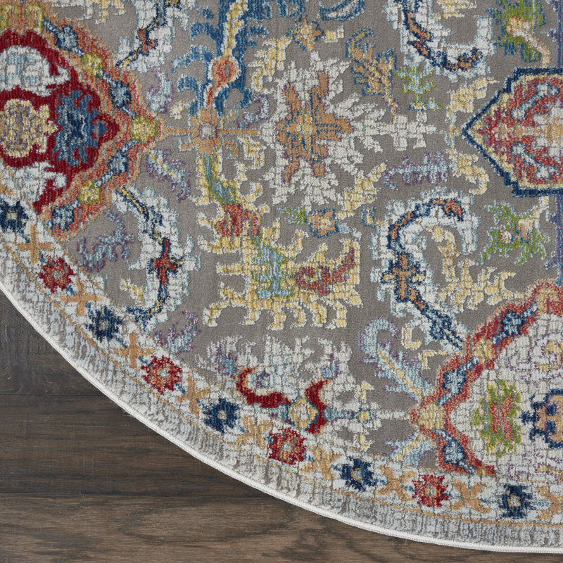 Tapis traditionnel gris Raymond, Rond 4 pi