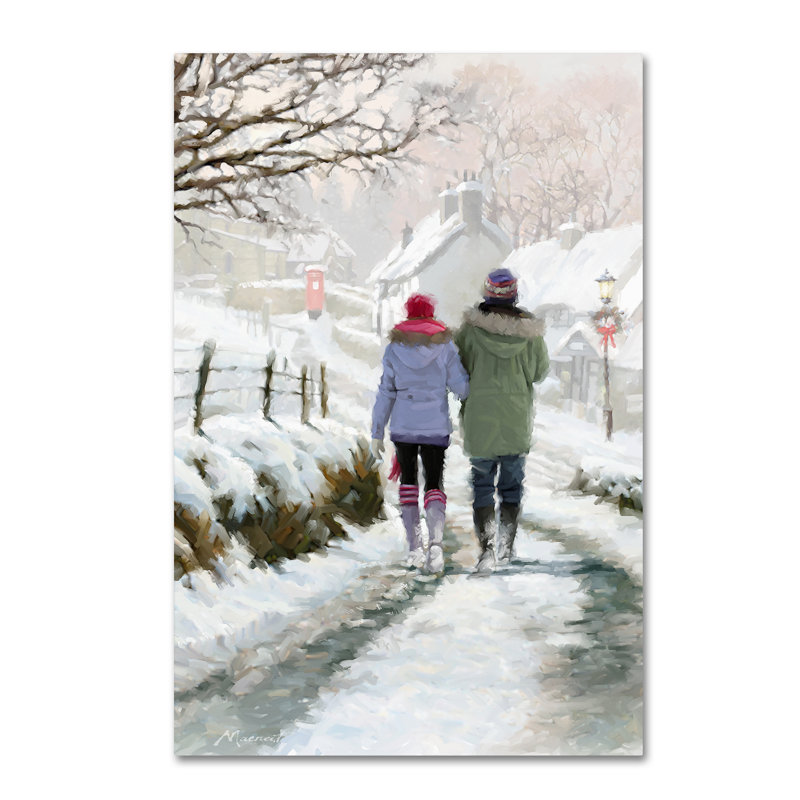 «Couple in Snow», reproduction sur toile tendue, H 19 po x l 12 po x P 2 po