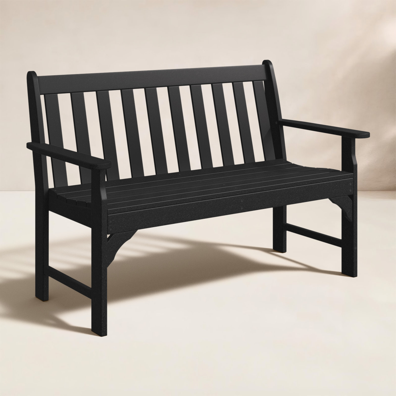 POLYWOOD® Vineyard 60" Garden Bench, 35.25" H x 48" W x 24" D, Black