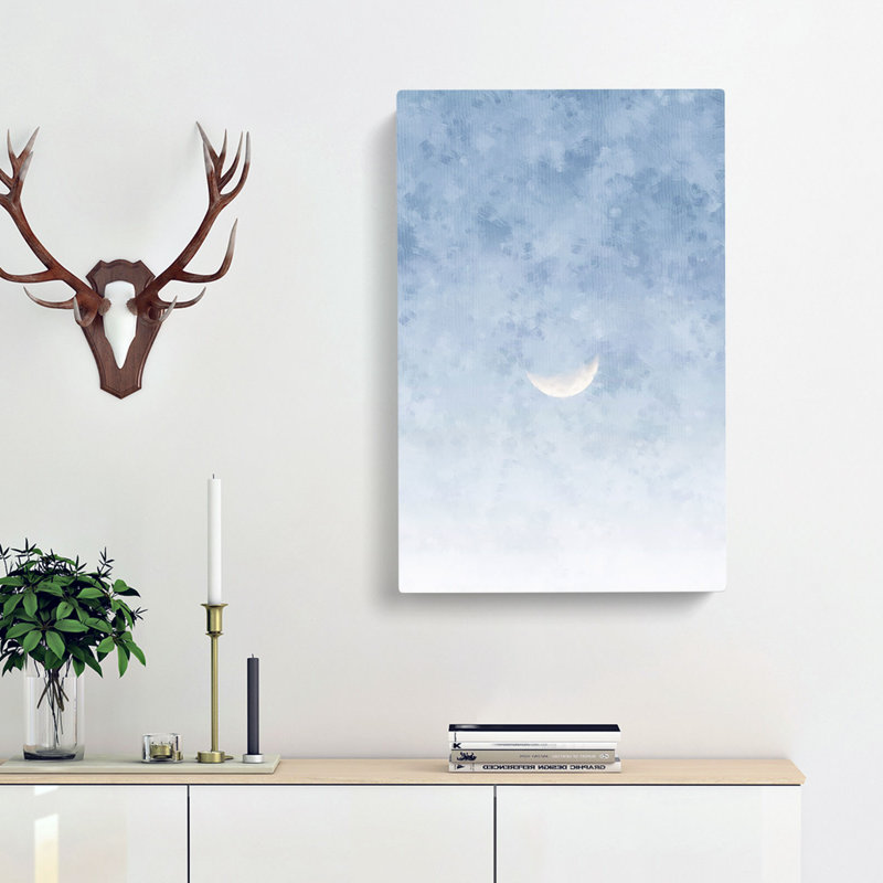 Crescent Moon In A Blue Sky - Wrapped Canvas, 76cm H x 50cm W x 3cm D